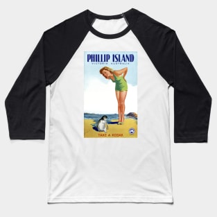 Vintage Travel Poster  Phillip Island Australia Baseball T-Shirt